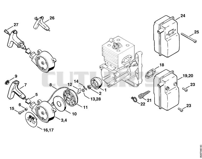 Rewind starter, Muffler