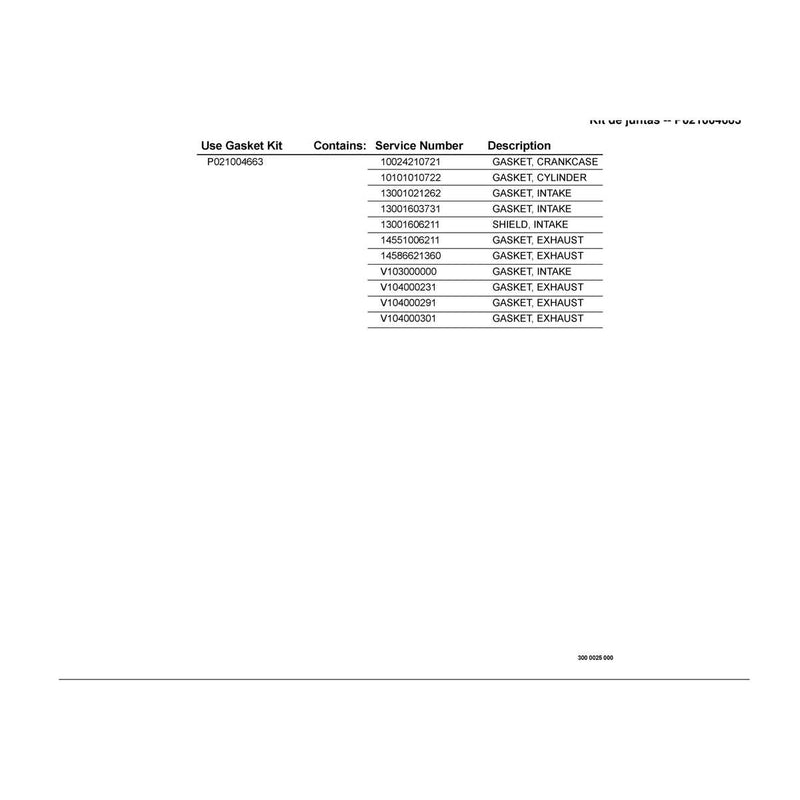 Gasket Kit -- P021004663