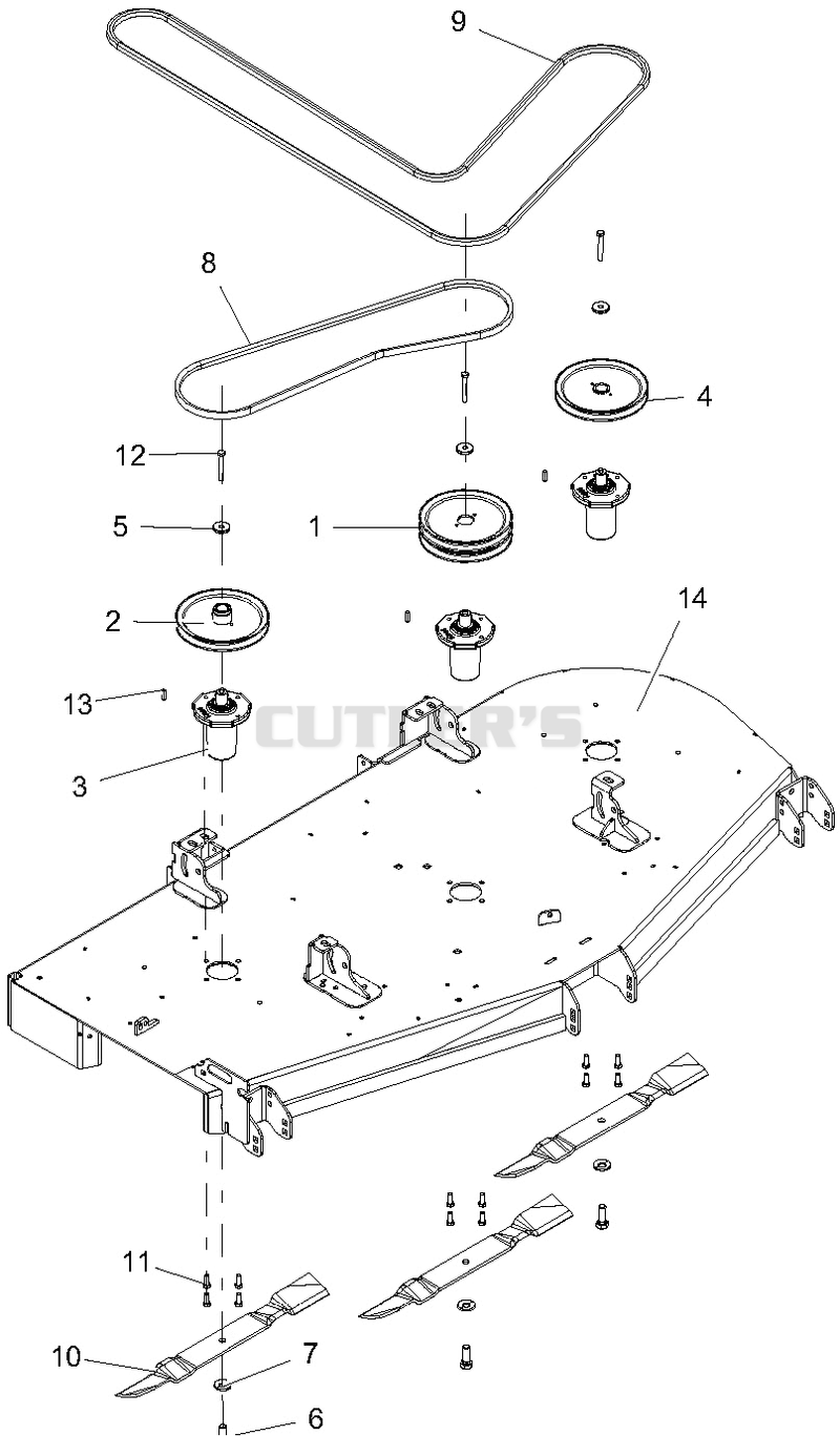 Decks, Belts, Sheaves, Spindles And Blades - 72 Inch