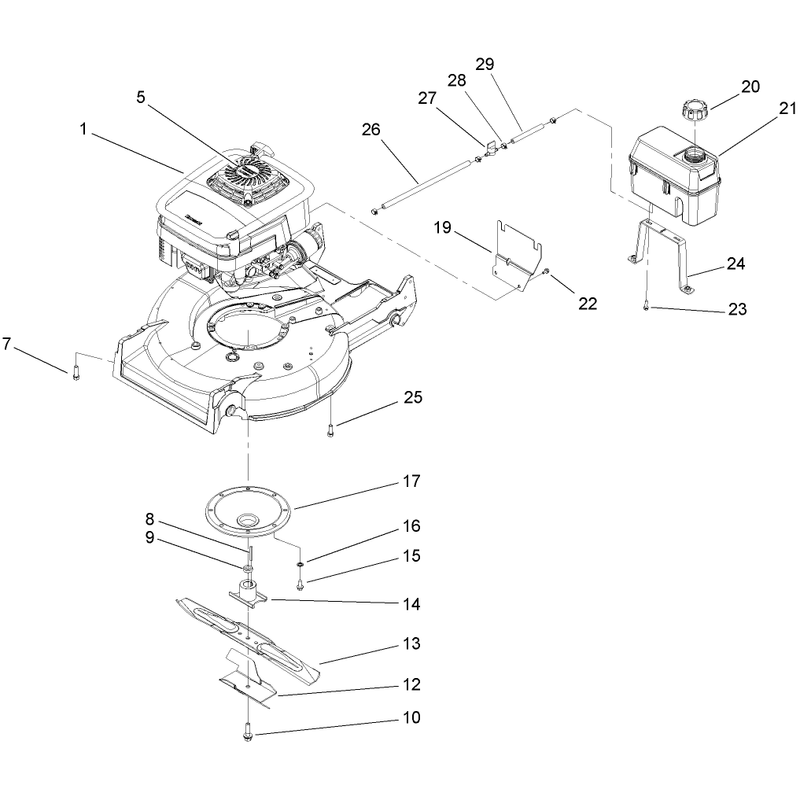 Engine Fuel Tank and Blade Assembly