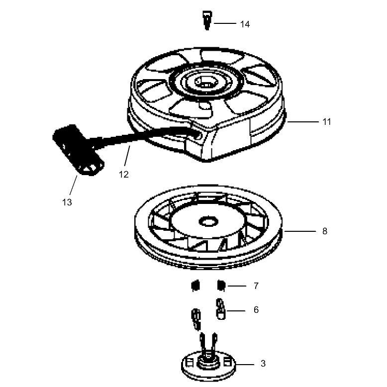 Recoil Starter No 590739 Tecumseh LEV120-361541B