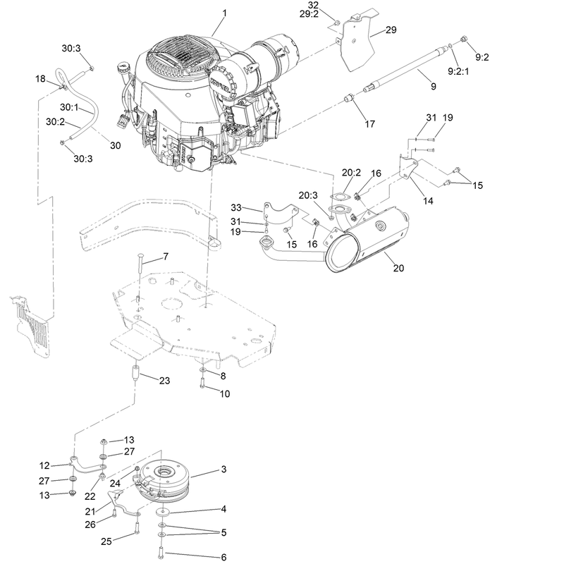 Engine Clutch and Muffler Assembly