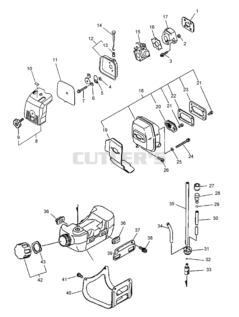 Intake, Air Filter, Exhaust, Fuel System