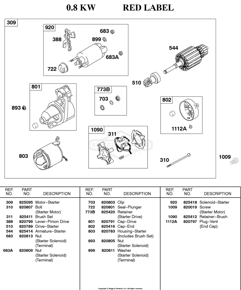 Starter Motor   0.8KW      RED LABEL