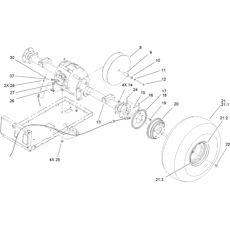 Rear Tire and Transaxle Assembly