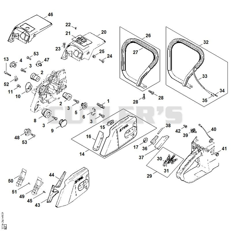 Chain sprocket cover, Handlebar