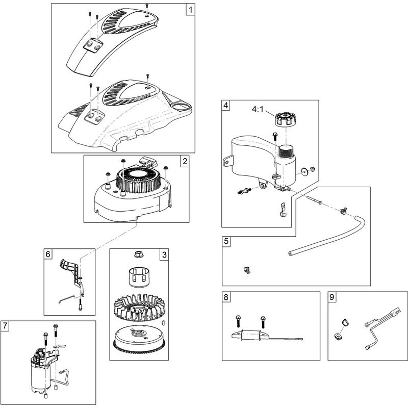 Shroud Flywheel and Fuel Tank Assembly