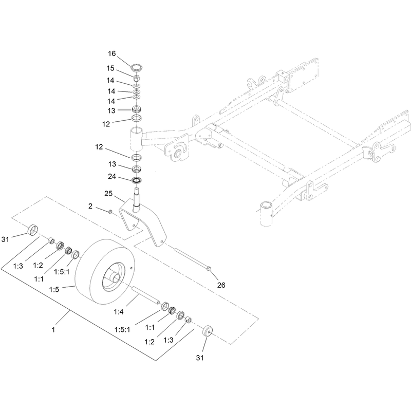 Fork Caster Wheel Assembly