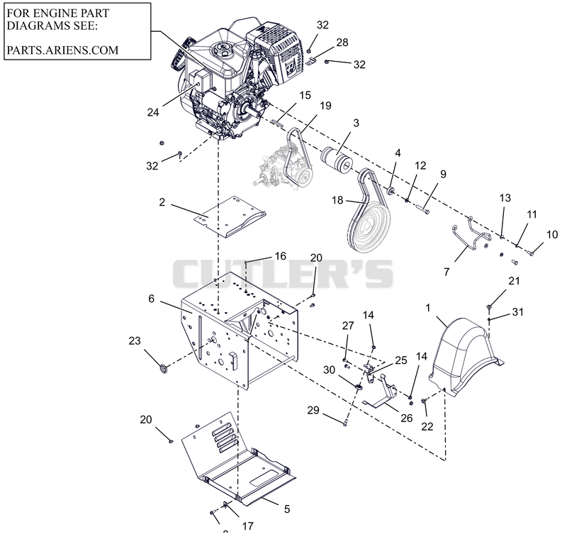 Engine, Frame and Belt Drive