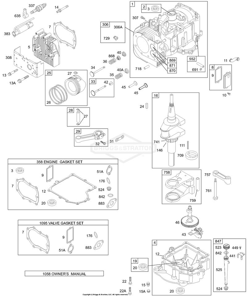 Cylinder, Head, Piston/Rings, Crankshaft, Gaskets, Sump, Counterweight
