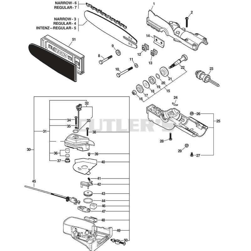 GEAR CASE, AUTO-OILER, GUIDE BAR, CHAIN