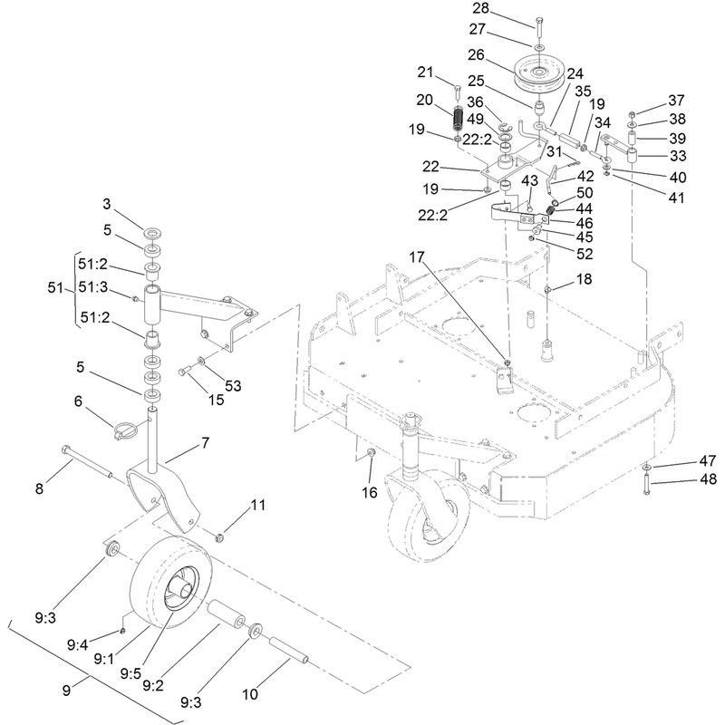 Idler Arm and Caster Wheel Assembly