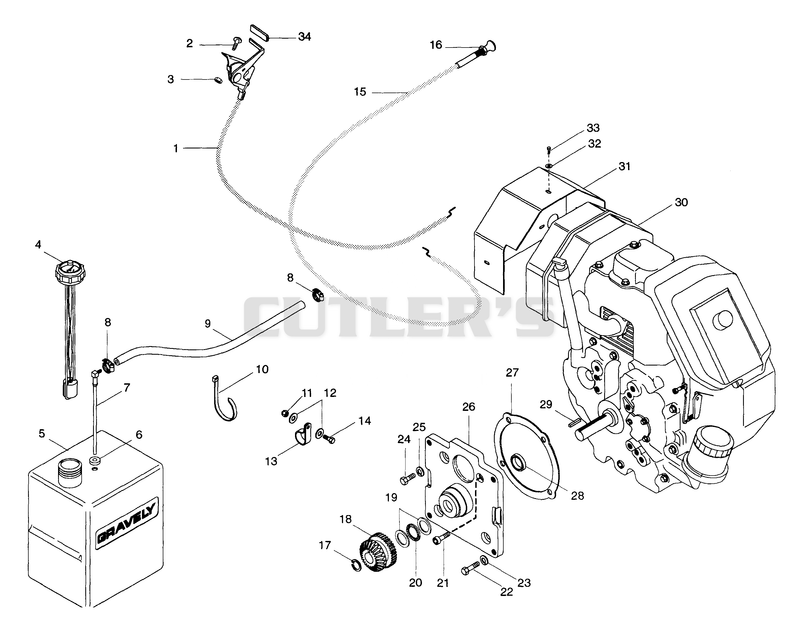 FUEL AND EXHAUST SYSTEM - KOHLER UNITS 14 H.P.