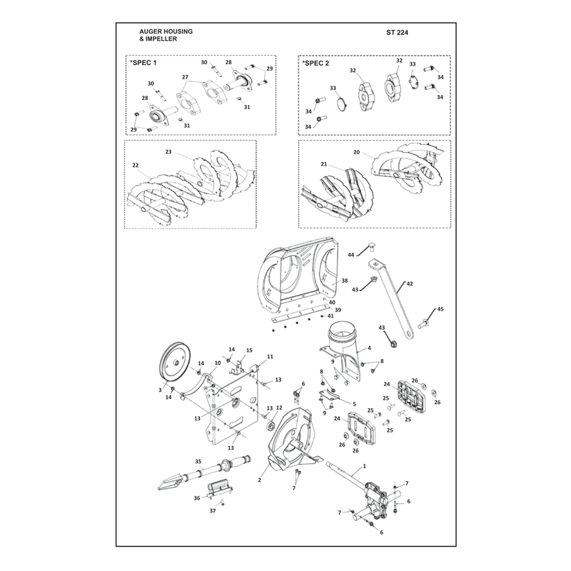 AUGER HOUSING AND IMPELLER