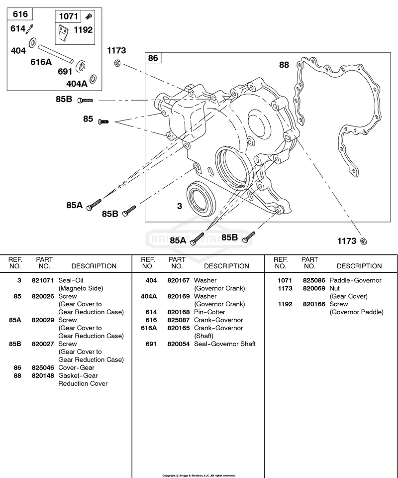 Gear Cover, Governor Crank