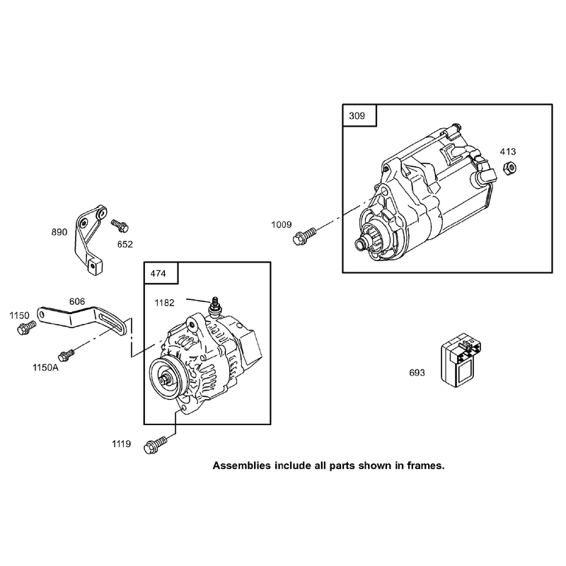 Starter Motor and Alternator Assembly