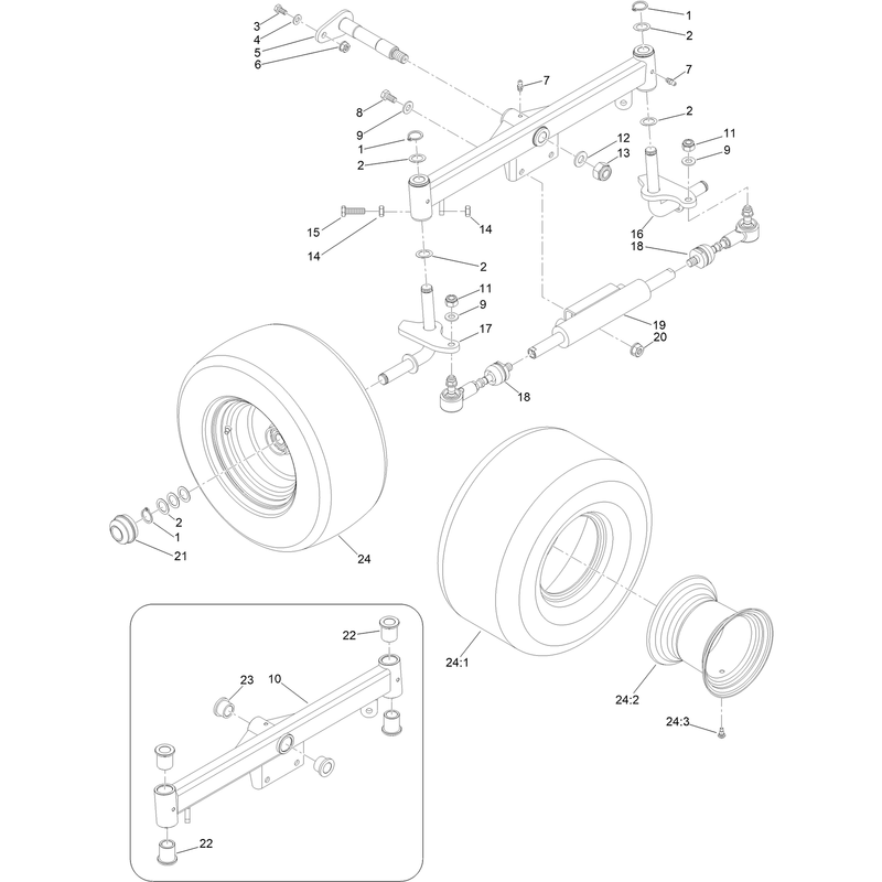Axle and Steering Rear Assembly