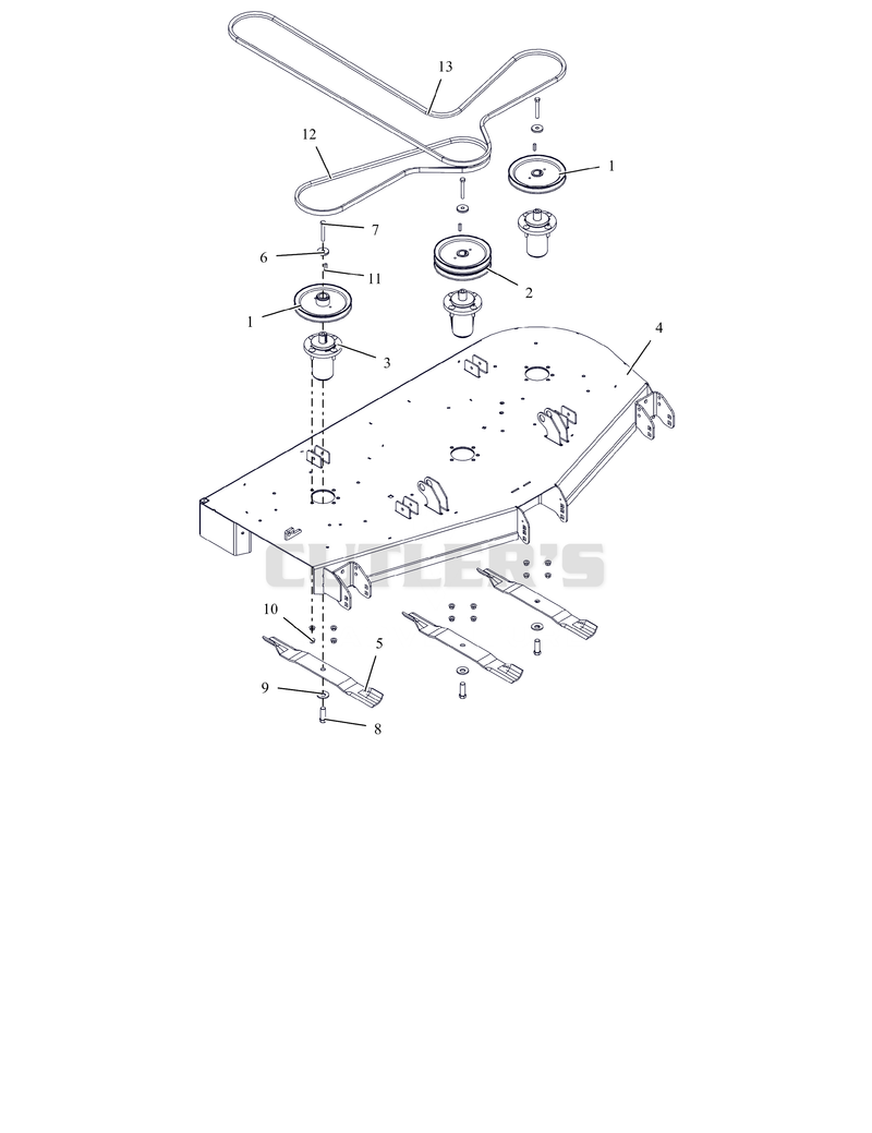 Deck, Belt, Blades and Spindles - 60"