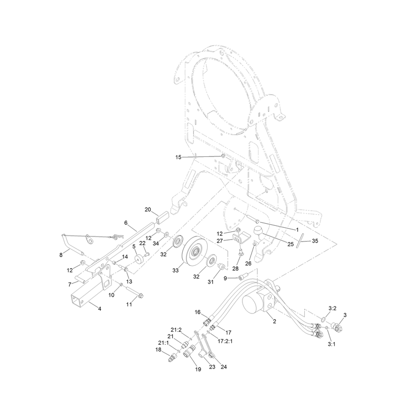 Blower Hitch, Motor and Pulley Assembly