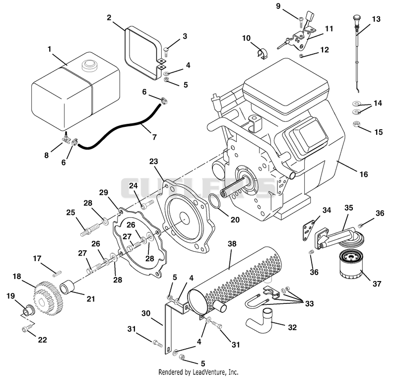 Fuel And Exhaust System - 16HP Briggs And Stratton