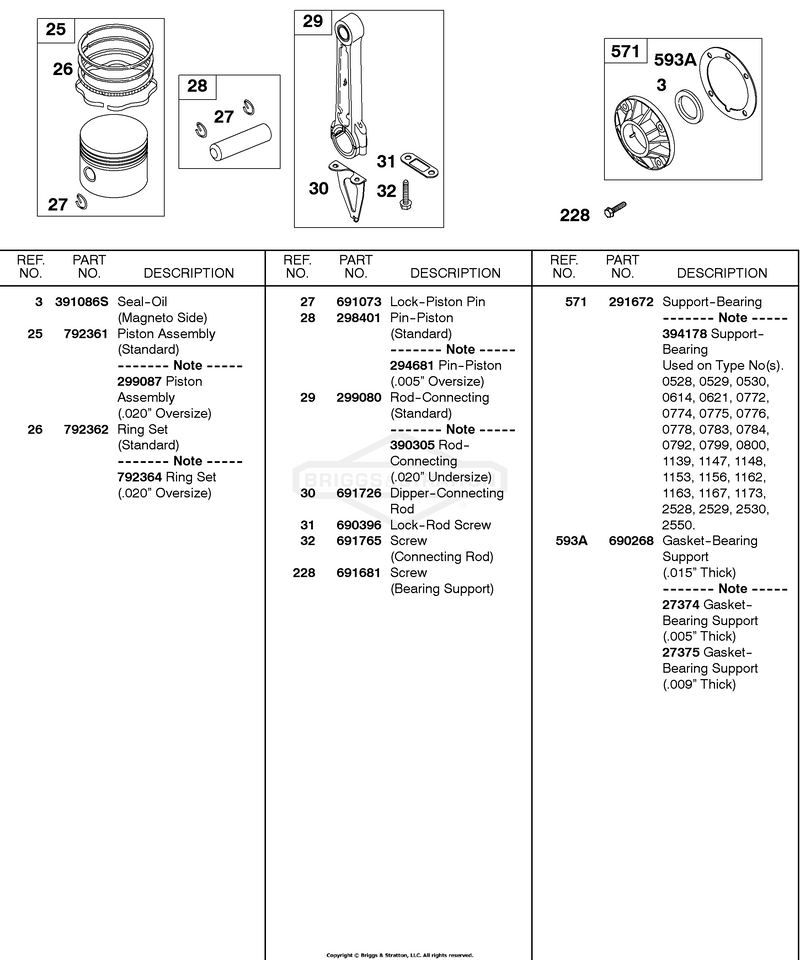 Piston, Connecting Rod, Bearing Support