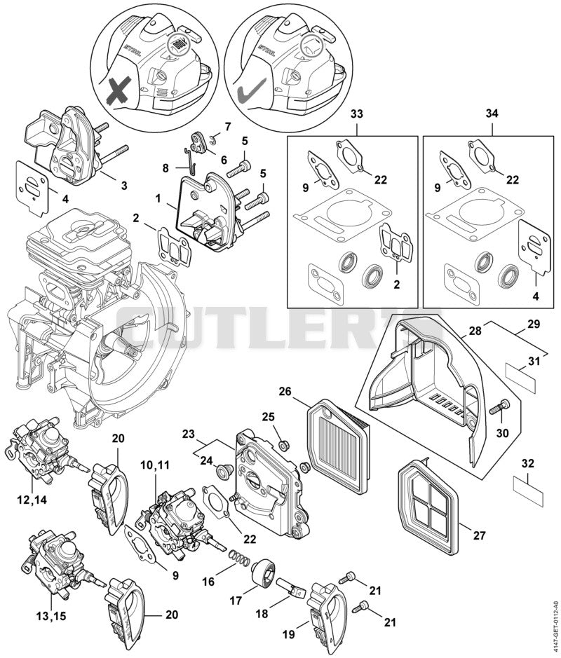 Spacer flange, Air filter