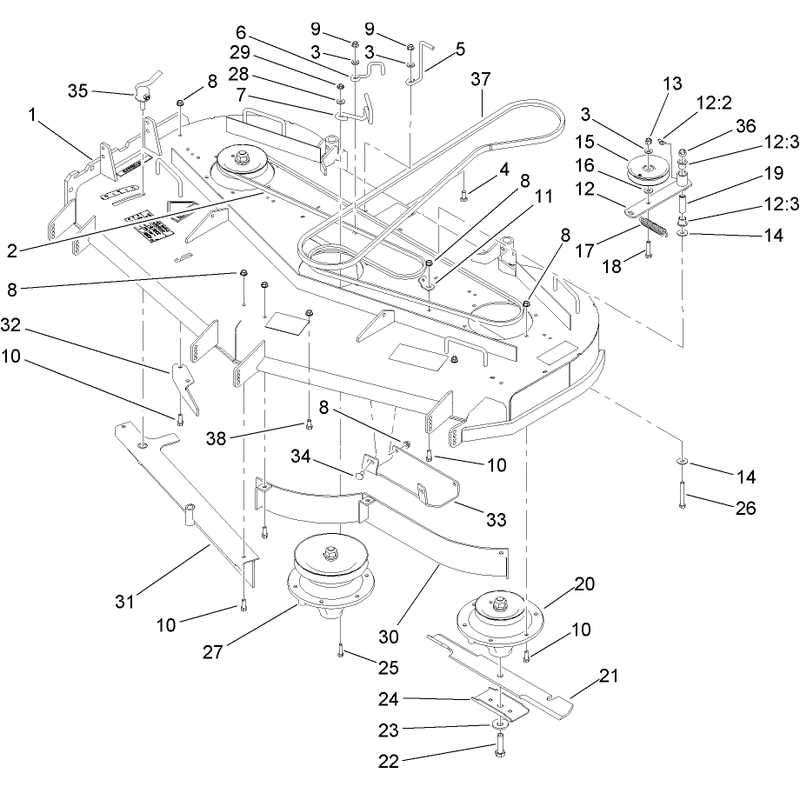 Baffle and Deck Drive Assembly