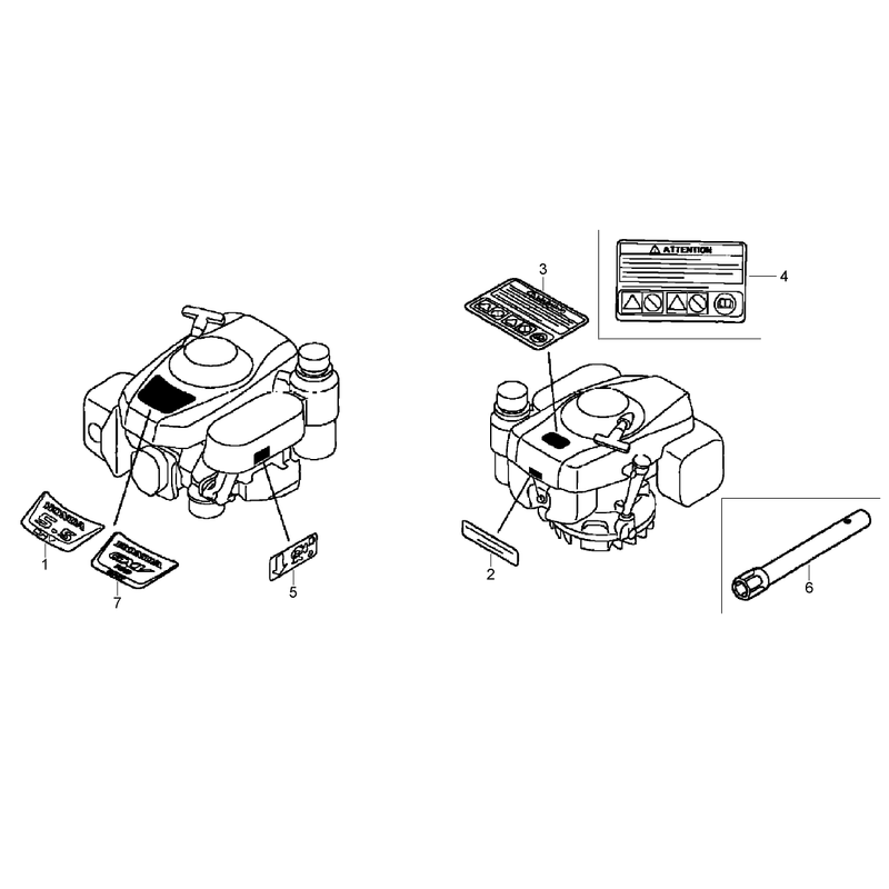 Label and Tool Assemblies Honda GXV160UH2-A1T