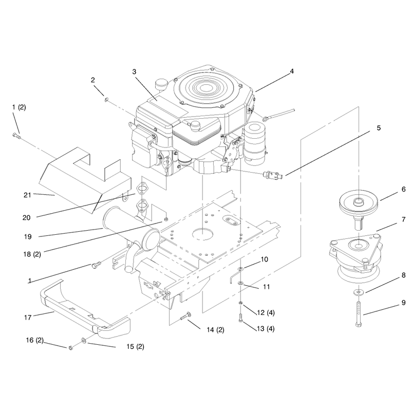 Single Cylinder Engine Muffler and PTO
