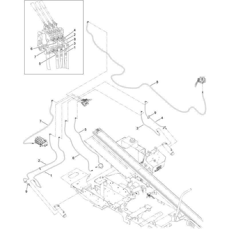 3 Spool Valve Hydraulic Plumbing Assembly