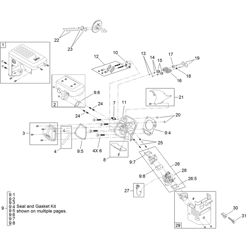 Muffler, Cylinderhead and Carburetor  Engine Assembly