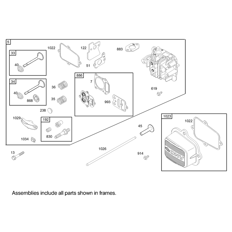 Cylinder Head Assembly Briggs and Stratton Model 122607-0118-E1