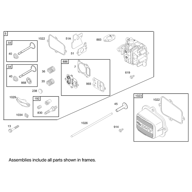 Cylinder Head Assembly Briggs and Stratton 122602-0120-E1