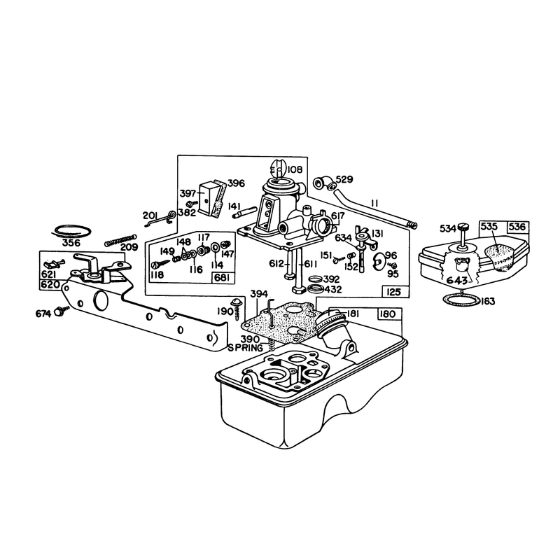 Briggs and Stratton Carburetor Assembly Model 92908-1842-02 for 21in Self Propelled Model 16320
