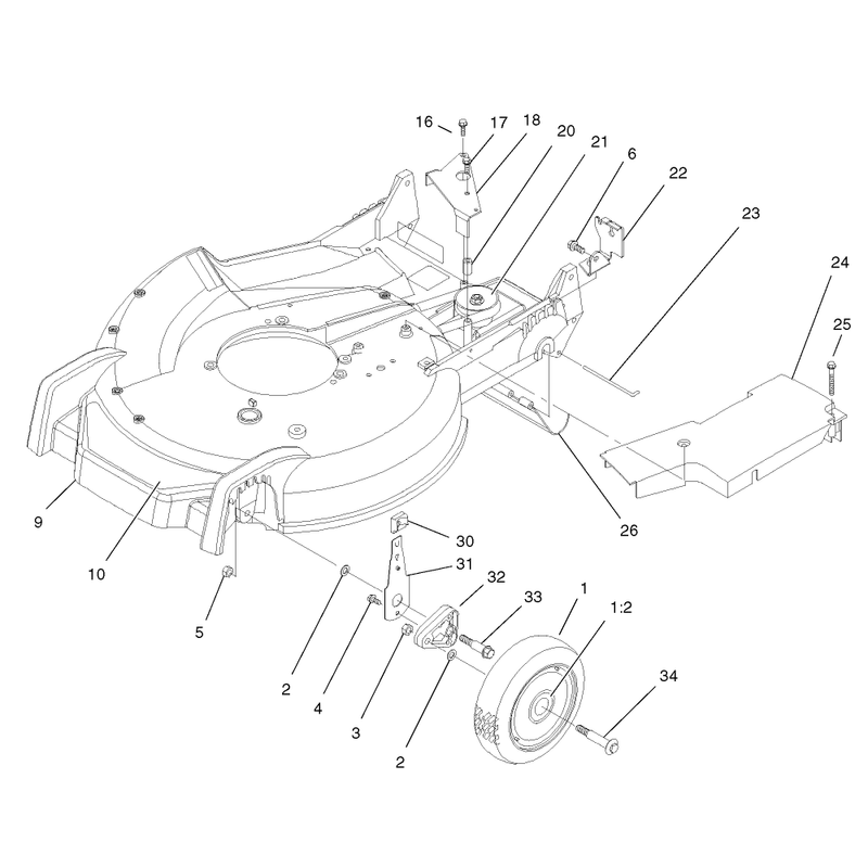 Housing Handle Brackets and Wheel Assembly