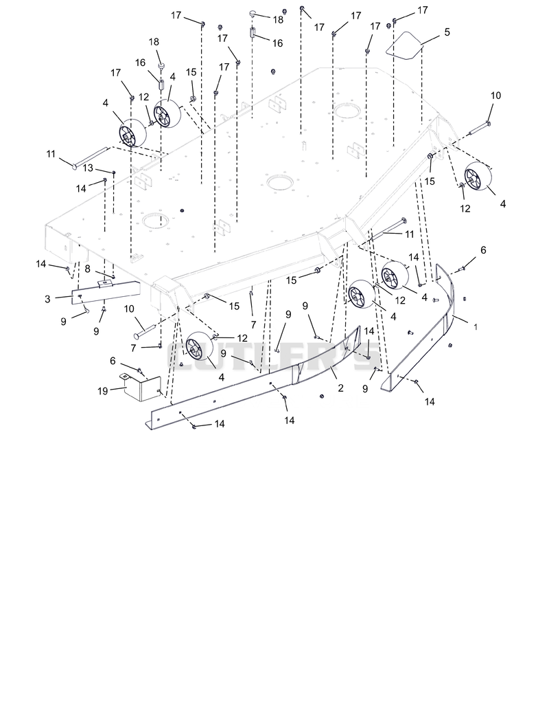 Anti-Scalp Wheels, Baffles and Deck Stops - 72"