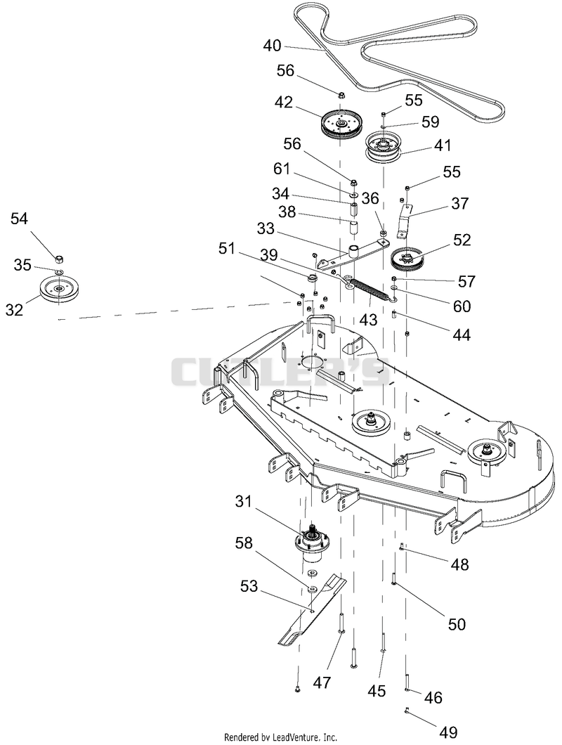 Belts, Blades, Spindles, Idlers And Pullies - 61" Deck