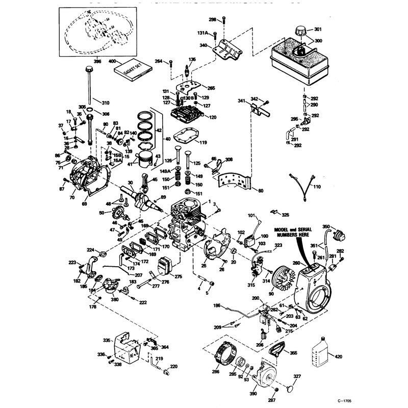 Tecumseh Engine Model Hmsk100-159227t