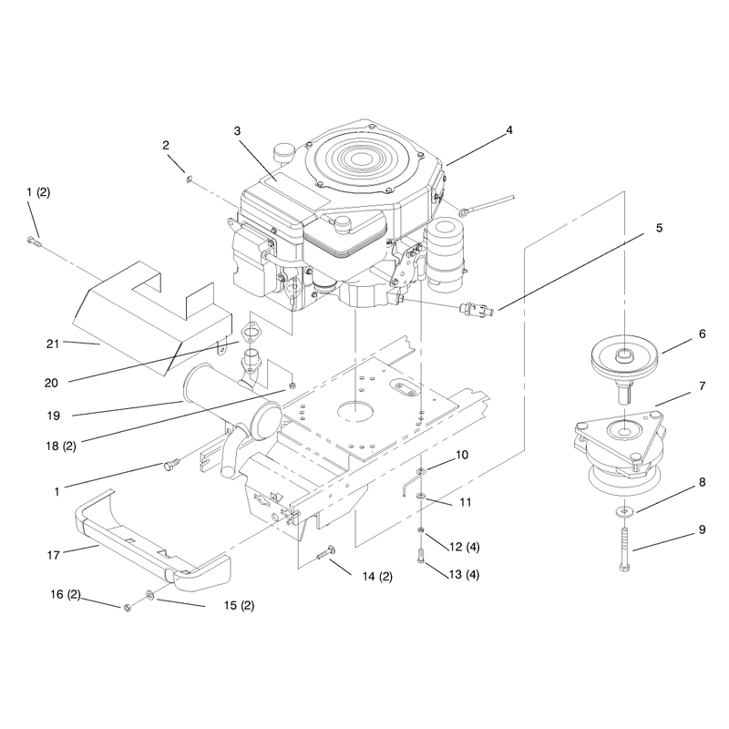 Single Cylinder Engine Muffler and PTO