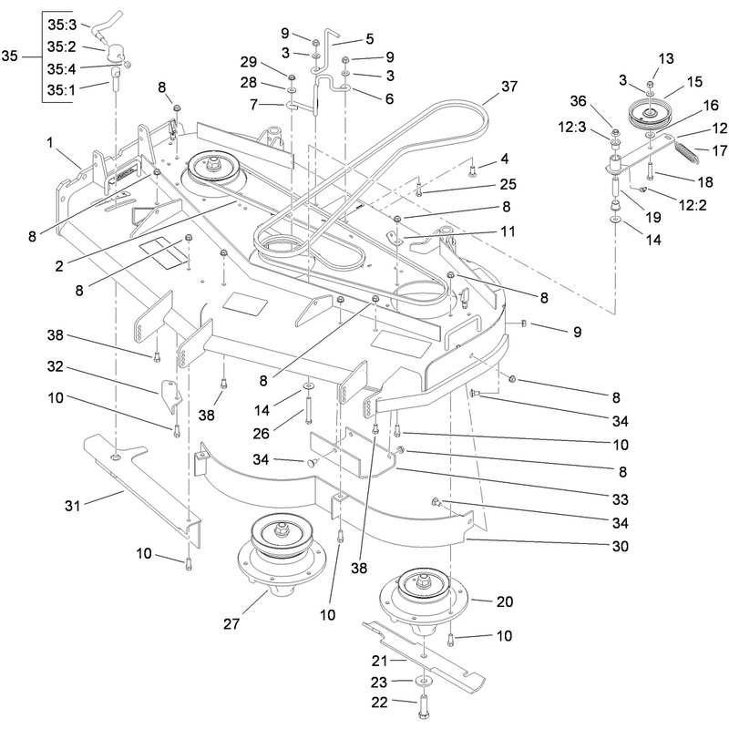 Deck Drive and Baffle Assembly