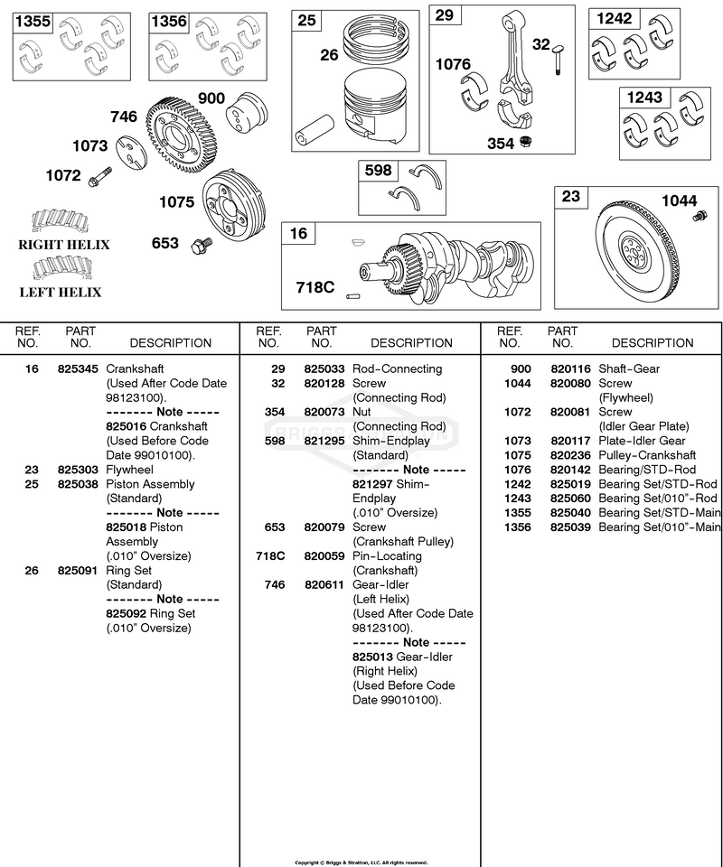 Crankshaft, Flywheel, Piston/Rings/Connecting Rods