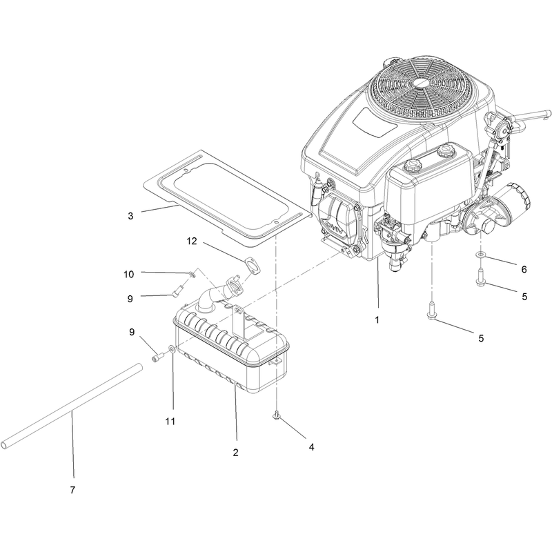 Engine and Muffler Assembly