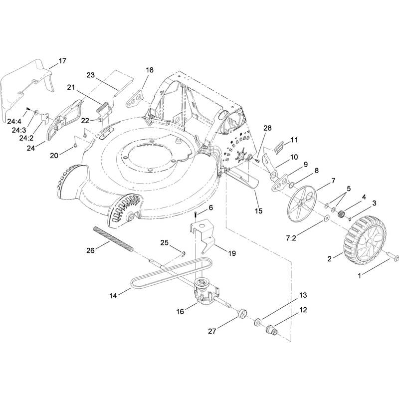 Side Discharge Transmission and Rear Wheel Assembly