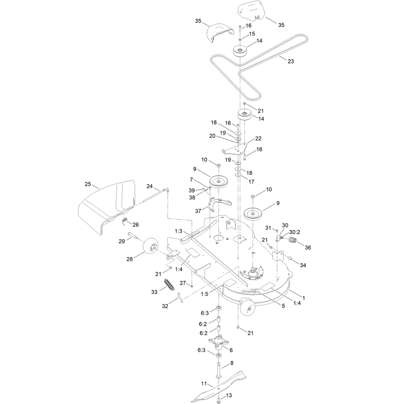 42 Inch Deck, Belt and Blade Assembly