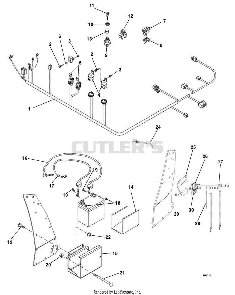 Battery, Electrical Harness And Components