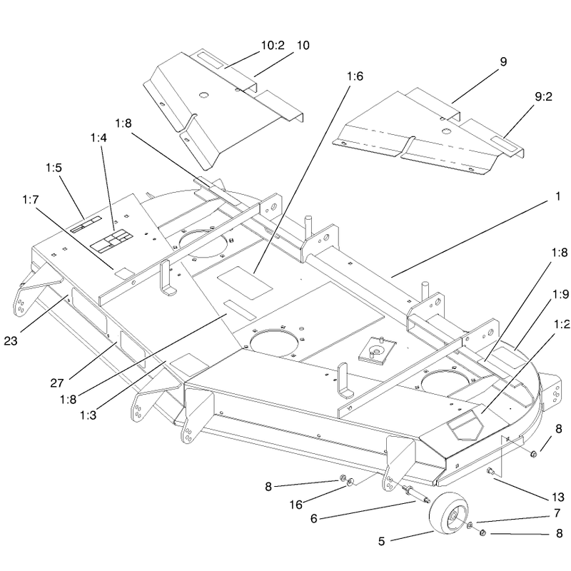 Deck Deflector and Roller Assembly