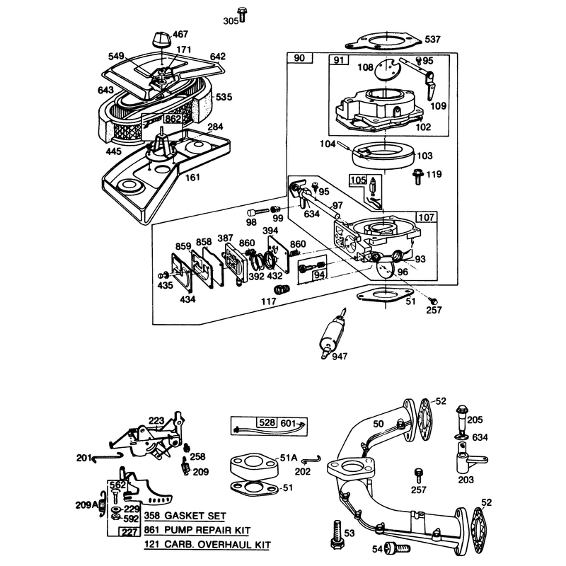 Briggs and Stratton Engine Model No 402707-0158-01 Continued