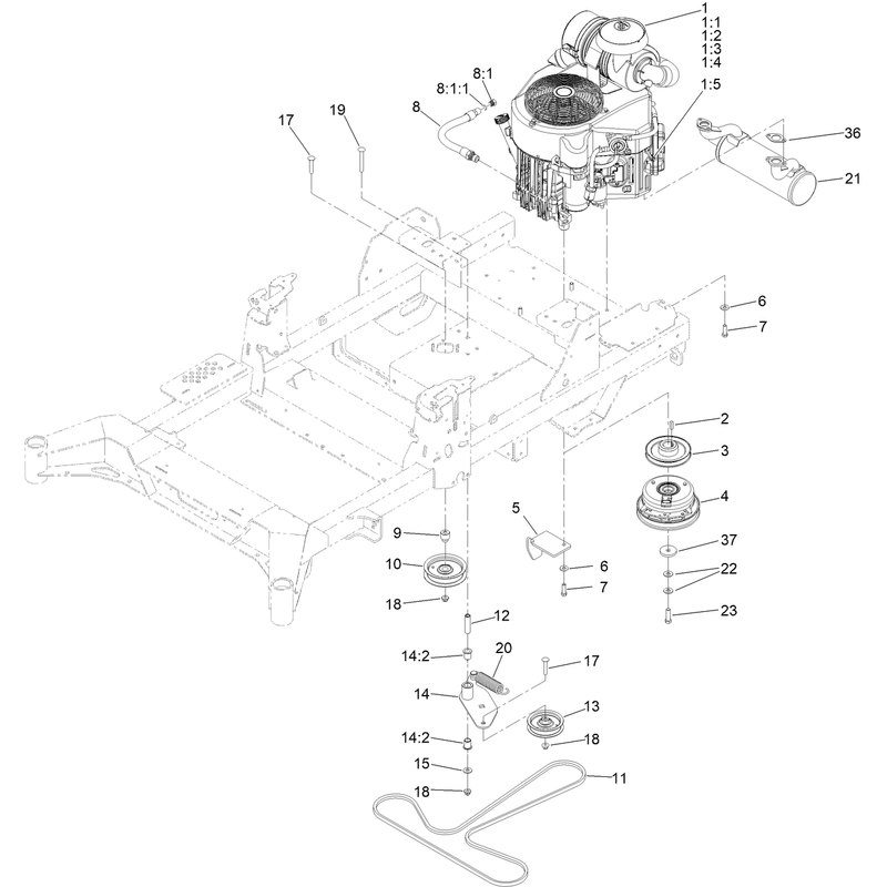 Engine, Clutch and Muffler Assembly