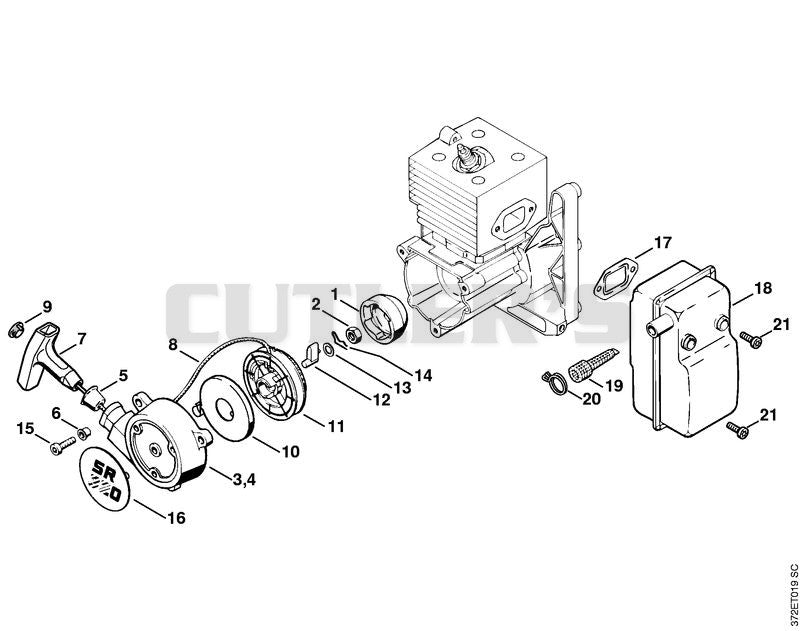 Rewind starter, Muffler