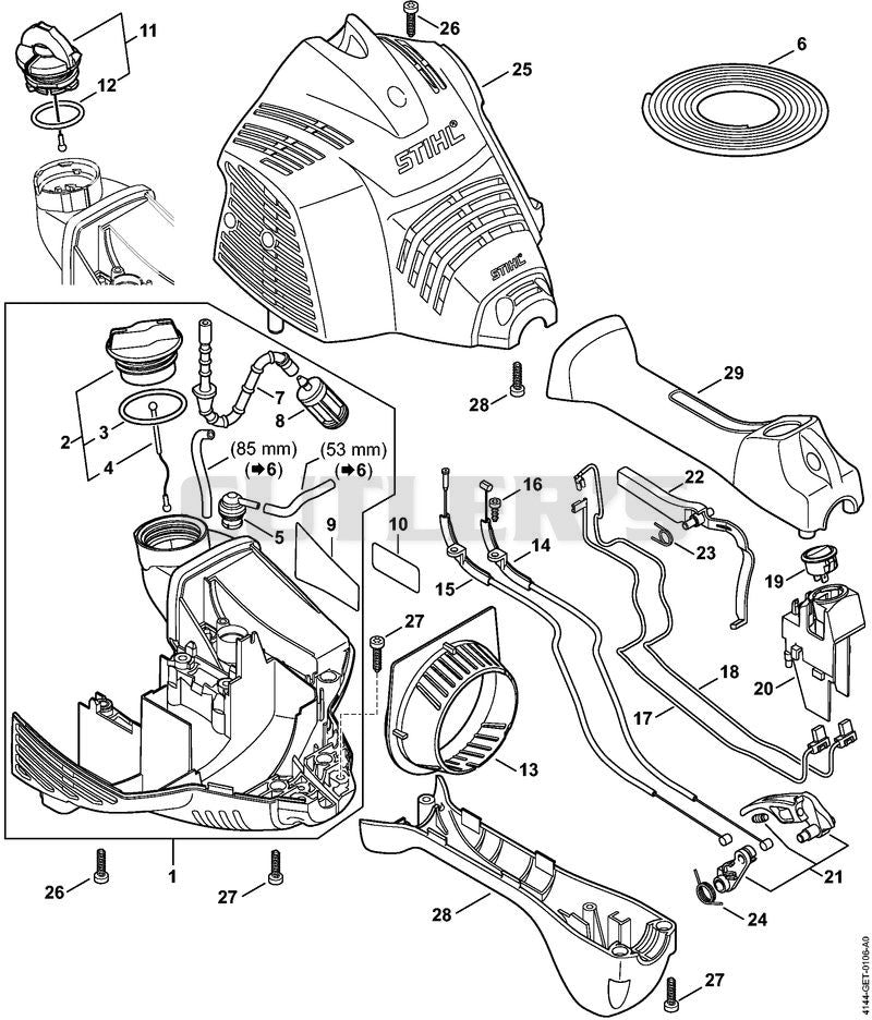Motor housing, Handle